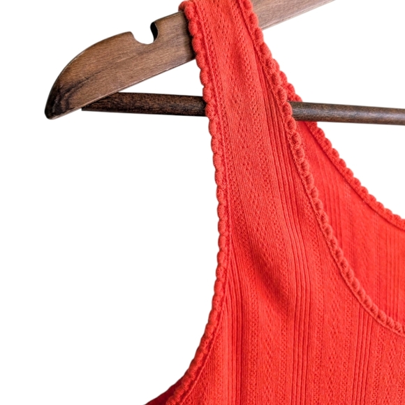 J. Crew Pointelle Tank Top Apertif Red Cotton Sleeveless Feminine Women's Large - Picture 6 of 10